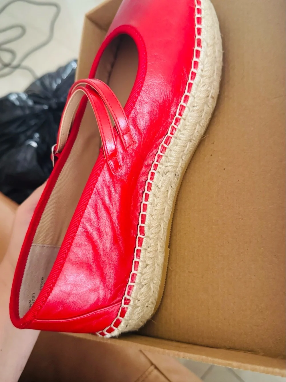 Red Women's Espadrille Mary Jane Flats
